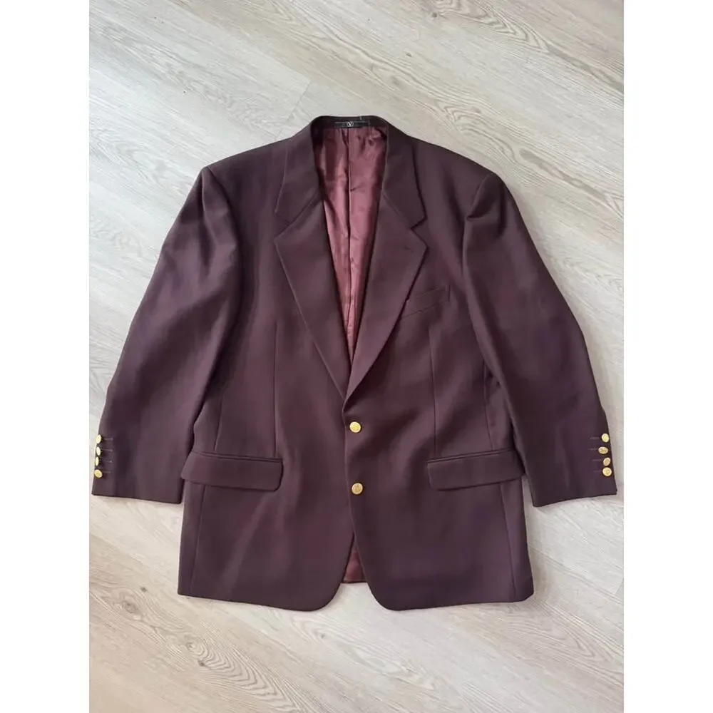 Valentino Uomo Men’s 44R Brown Deep Maroon Virgin Wool Blazer Suit Sports Jacket